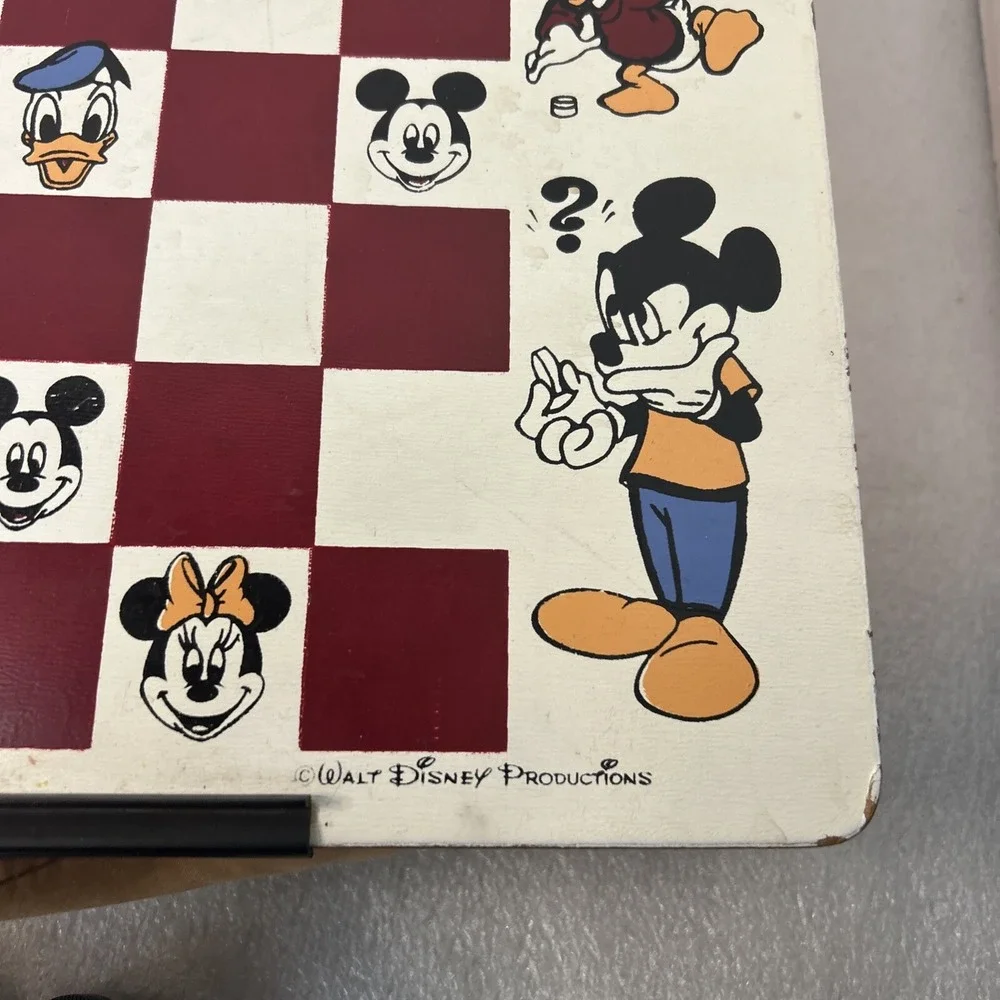 Vintage Walt Disney Bean Bag Checkers Checkered Board Read Stained Missing Piece
